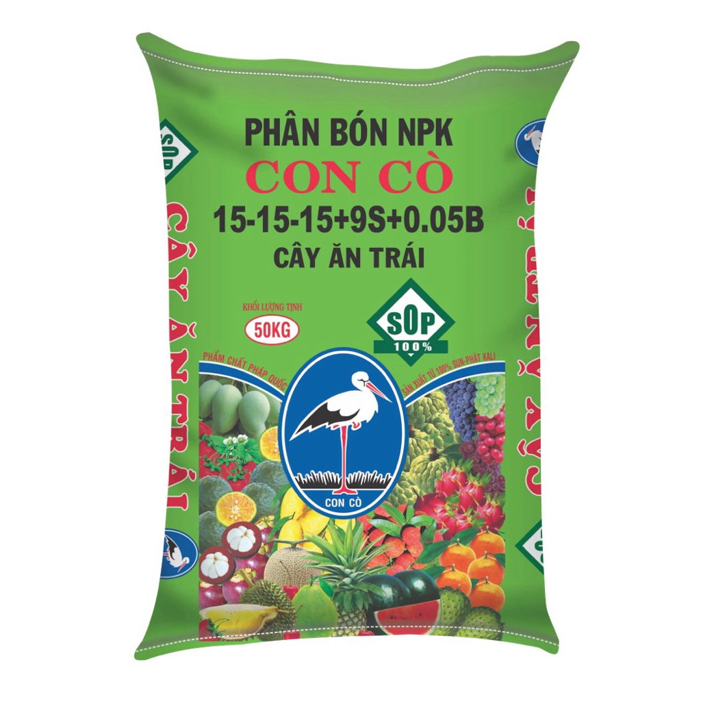 túi chiết 1kg- Phân bón NPK con cò Pháp 15-15-15 9s- Chuyên dùng cho cây ăn trái