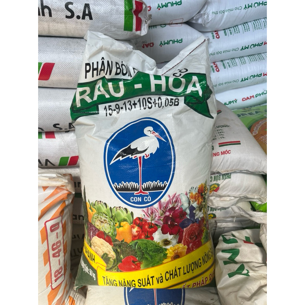 Túi zip 1kg- Phân bón NPK ba con cò 15-9-13-10S+0,05b/Chuyên dùng cho Rau Màu