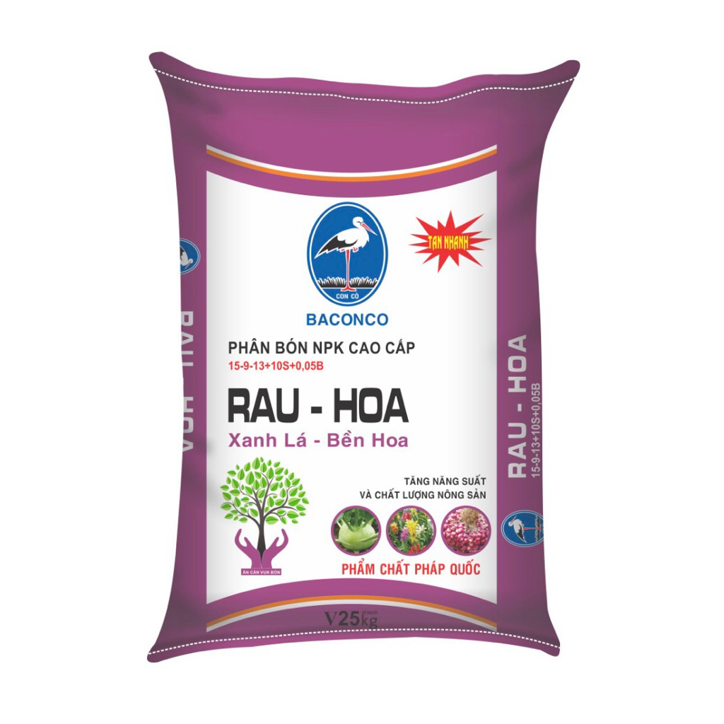 Túi zip 1kg- Phân bón NPK ba con cò 15-9-13-10S+0,05b/Chuyên dùng cho Rau Màu