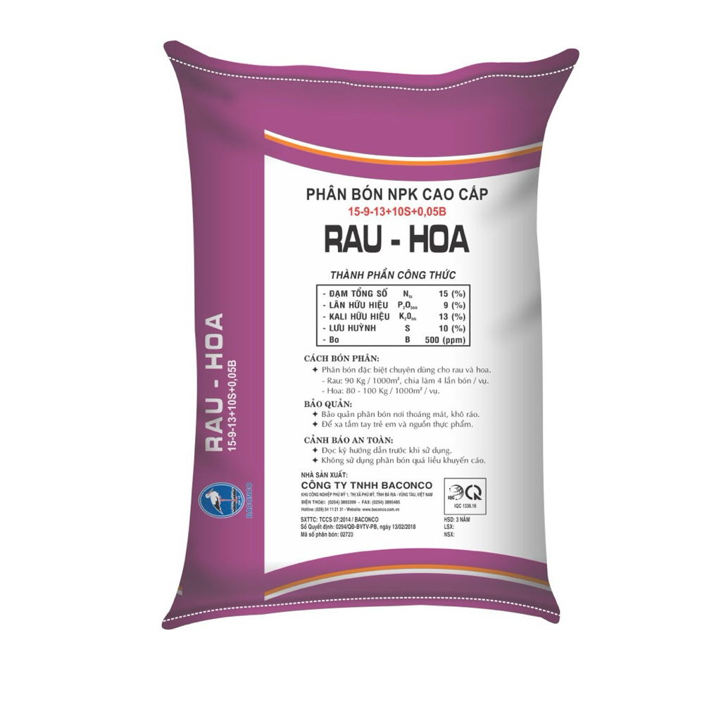 Túi zip 1kg- Phân bón NPK ba con cò 15-9-13-10S+0,05b/Chuyên dùng cho Rau Màu