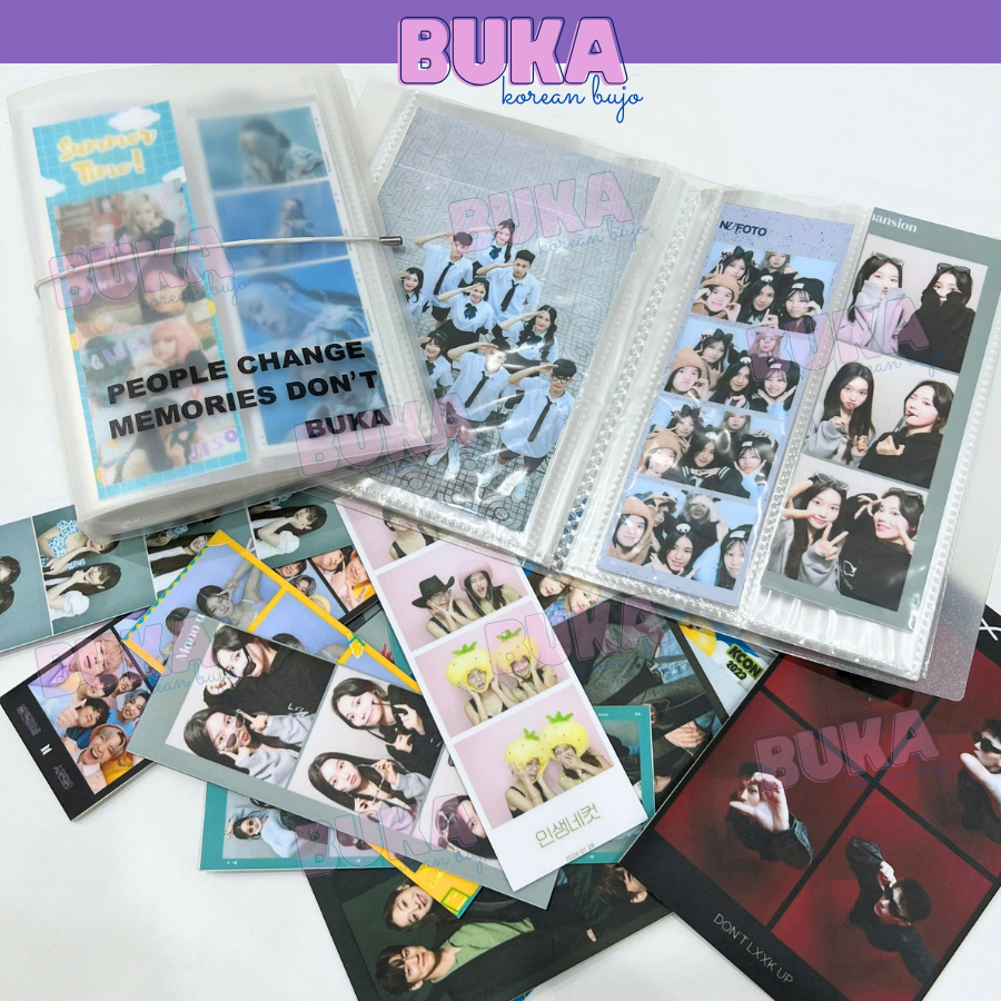 Sổ tay Photostrip Trong Suốt Buka collect book 6inch đựng ảnh 4cut, 10*15cm chất liệu PP lưu trữ card