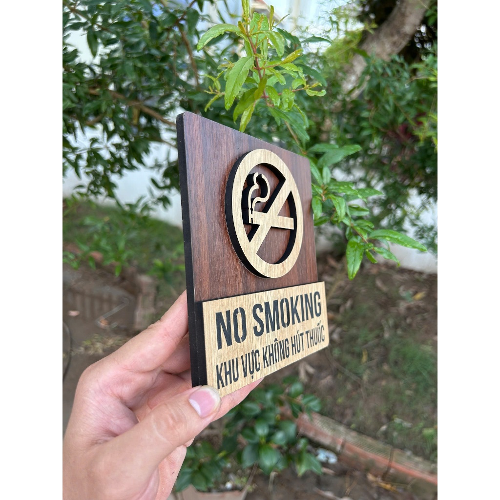 Bảng Cấm hút thuốc, biển báo No smoking, GIÁ RẺ gỗ giày 12mm