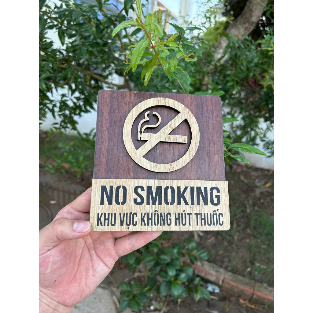 Bảng Cấm hút thuốc, biển báo No smoking, GIÁ RẺ gỗ giày 12mm