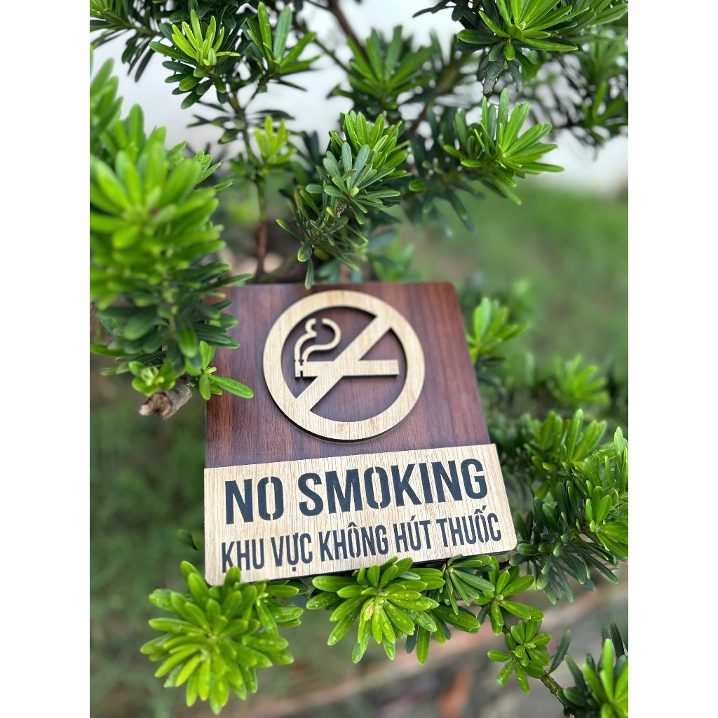 Bảng Cấm hút thuốc, biển báo No smoking, GIÁ RẺ gỗ giày 12mm