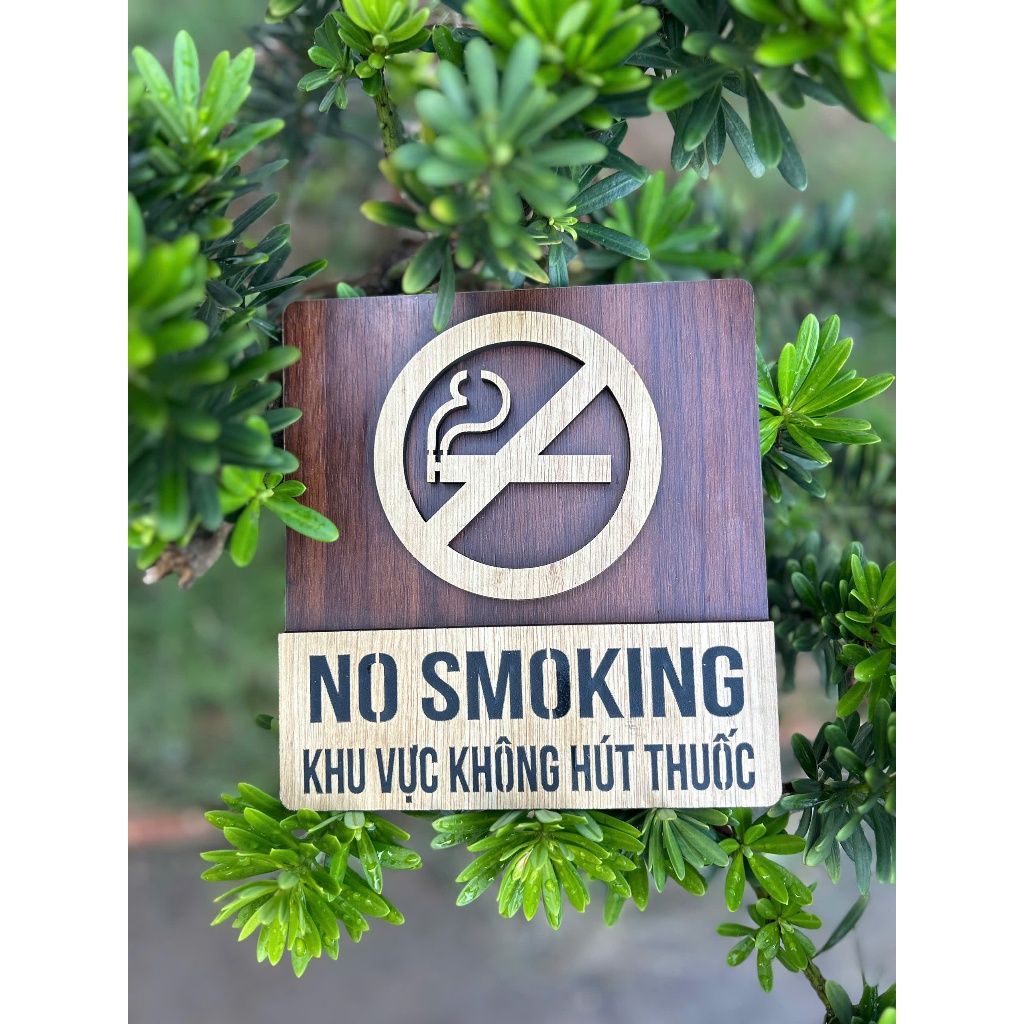 Bảng Cấm hút thuốc, biển báo No smoking, GIÁ RẺ gỗ giày 12mm