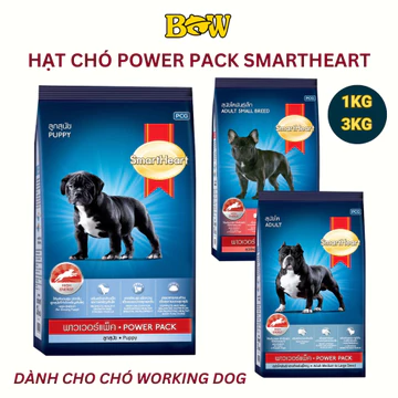 Thức Ăn Cho Chó Smartheart Power Pack, Hạt Chó Tăng Cơ Bắp Dành Cho Chó Lớn Và Chó Con Túi 1kg-3kg