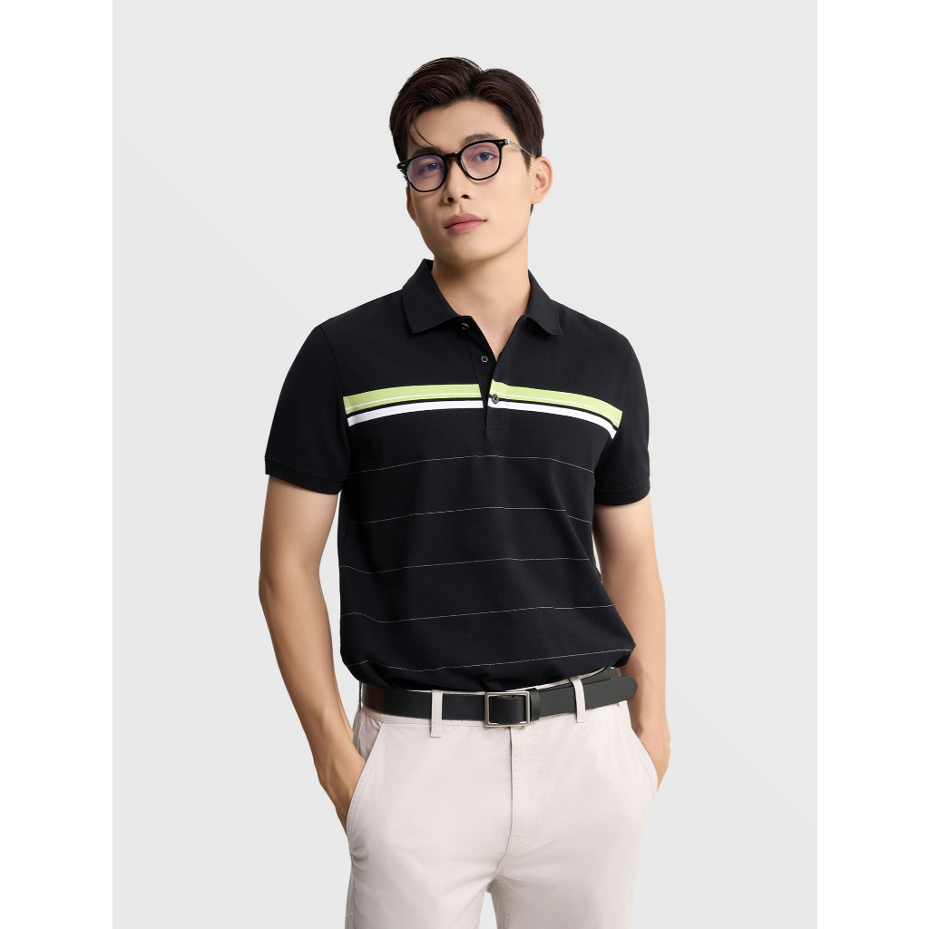 Áo polo nam CANIFA cộc tay cổ bẻ phối kẻ 8TP25S003