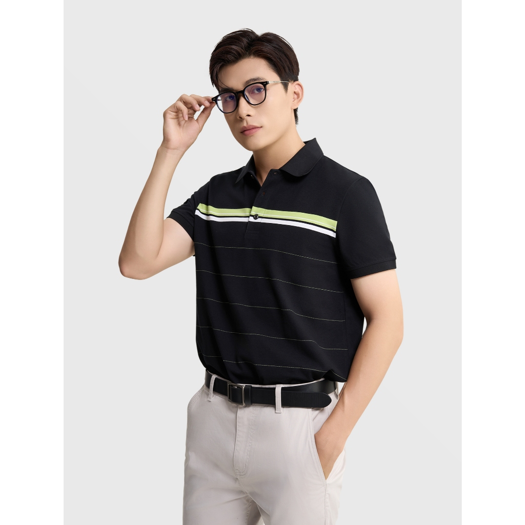 Áo polo nam CANIFA cộc tay cổ bẻ phối kẻ 8TP25S003