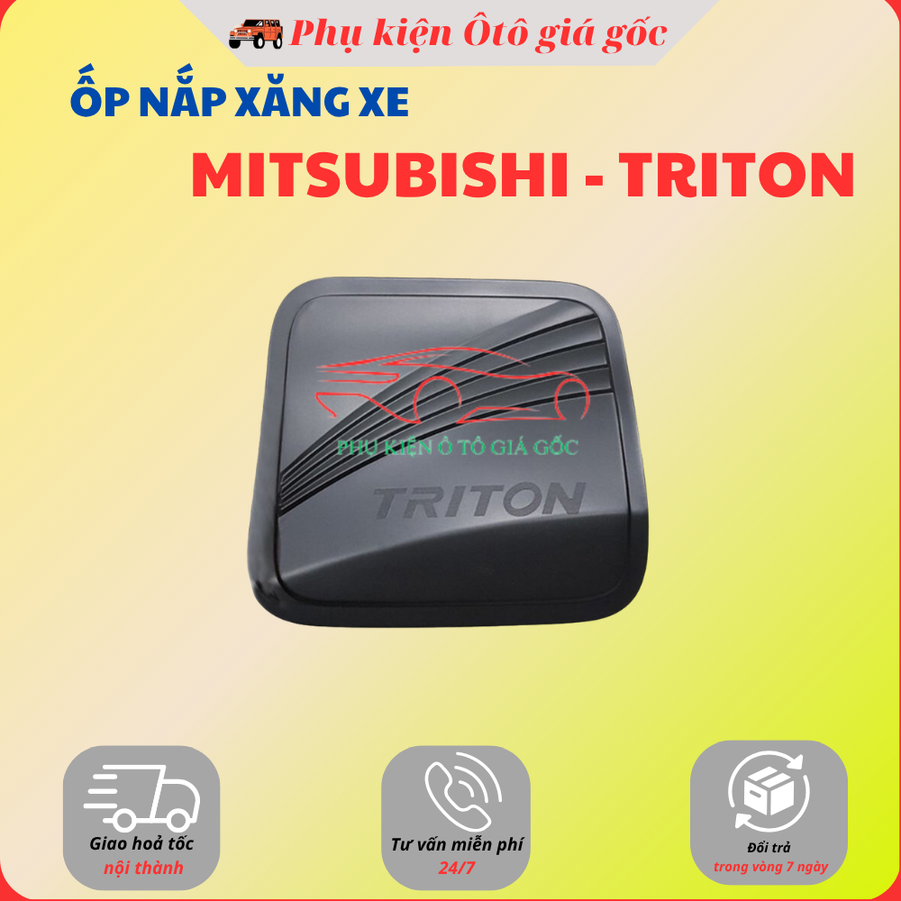 Ốp nắp bình xăng xe Mitsubishi Triton 2019 - 2025 Nhựa đen cao cấp