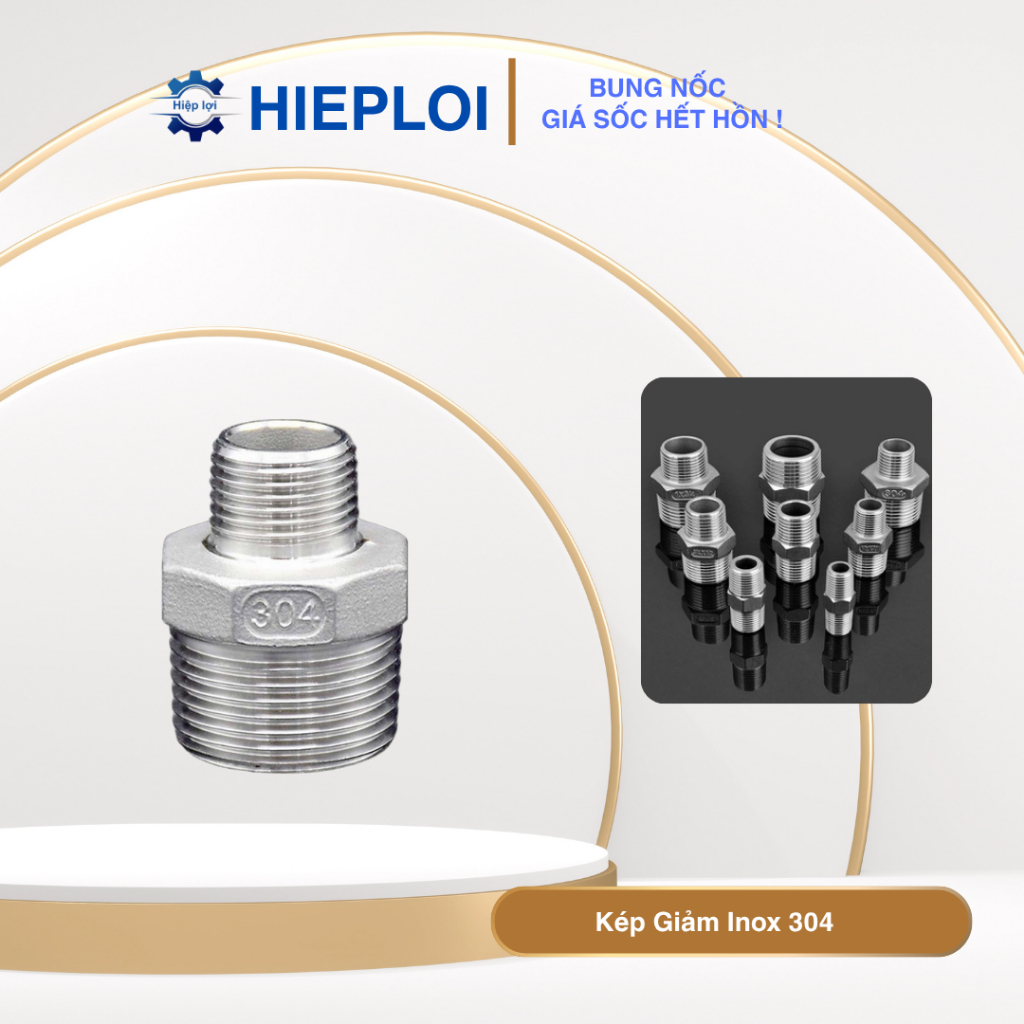 [Rẻ Vô Địch] Kép Giảm Inox 304 - Nối 2 Đầu Ren Ngoài, 1 Đầu Giảm Inox ...