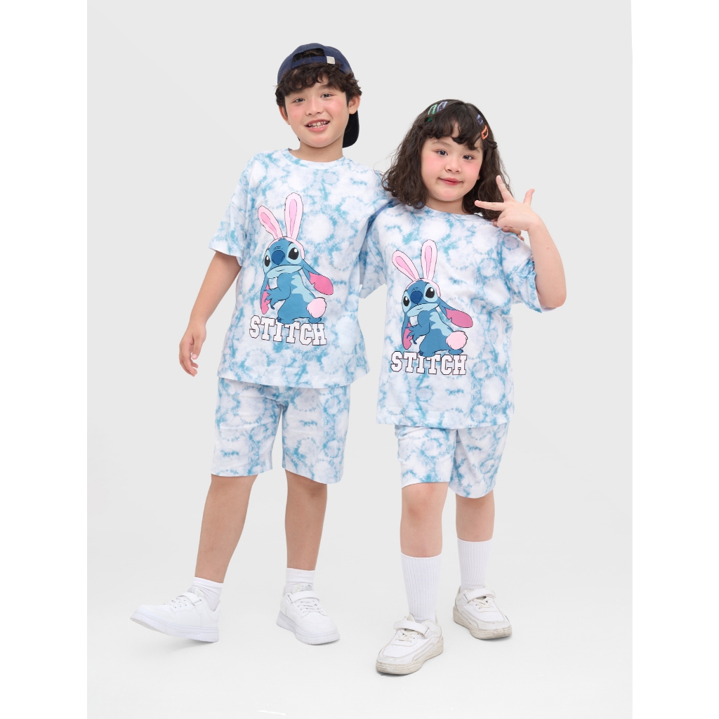 Bộ quần áo unisex trẻ emCANIFA cổ tròn cộc tay in hình Stitch 3ST25S002