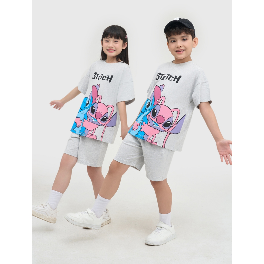 Bộ quần áo unisex trẻ emCANIFA cổ tròn cộc tay in hình Stitch 3ST25S002