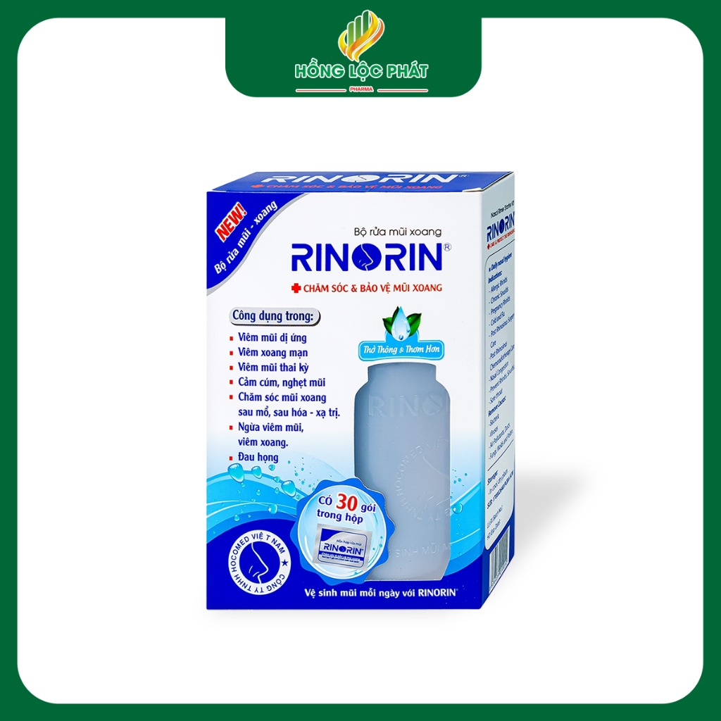 BỘ RỬA MŨI XOANG RINORIN HỘP 30 GÓI + BÌNH