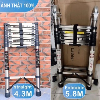 Thang Rút Nhôm Inox Chữ A Chữ I Nhập Khẩu Thang Rút Đôi Đơn Chất Liệu Nhôm Inox Cao(2.6M - 5.8M)