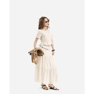 Váy Dài Xòe Nữ JP Fashion Linen Cao Cấp, Màu Trắng/Kem/Đen, Lưng Thun, Thoáng Mát 17011911