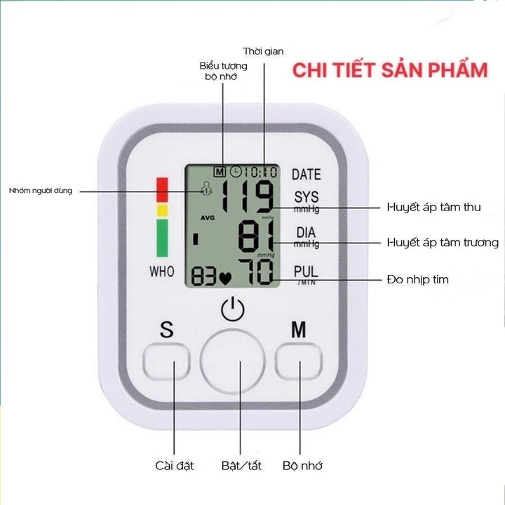 Máy Đo Huyết Áp Điện Tử YORO, Đo Nhịp Tim Bắp Tay Có Giọng Nói Tiếng Việt – 3