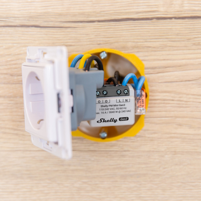 Shelly PM Mini Gen3 1-Kênh 16A Đồng hồ đo điện thông minh Đồng hồ đo năng lượng Tương thích với Alexa và Google Home