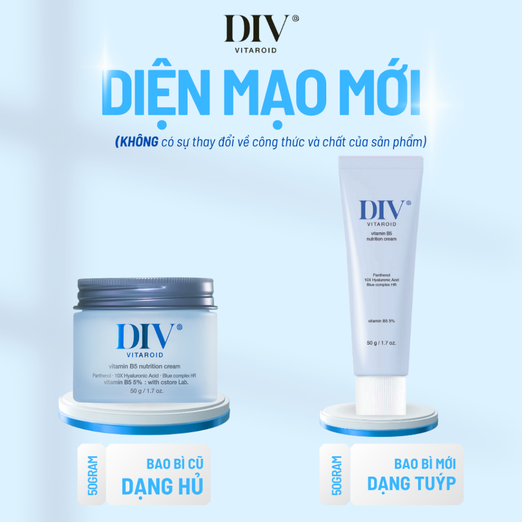 [DIV VN] Kem Dưỡng Ẩm DIV Vitamin B5 Hỗ Trợ Làm Dịu Giữ Ẩm Và Tăng Cường Hàng Rào Bảo Vệ Da Với 5% Panthenol 50gram | BigBuy360 - bigbuy360.vn