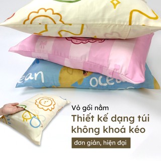 Vỏ áo gối nằm gối ôm Lụa TENCEL 50x70 37x100 hoạ tiết dễ thương cho bé Hân Võ, an toàn mát mịn