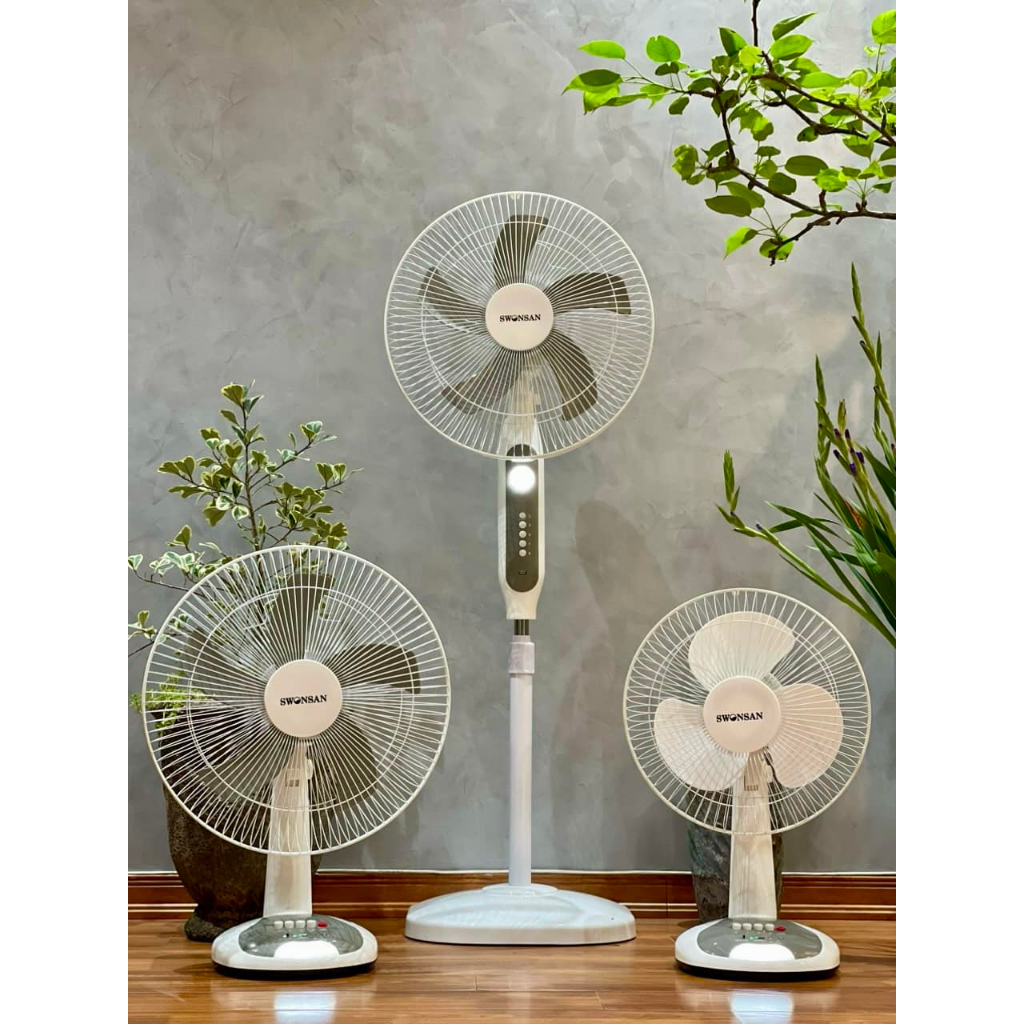 Quạt Tích Điện Để Bàn SWONSAN cánh 40cm Sử Dụng 8-14 Tiếng. Quạt Đa Năng Pin Sạc LITHIUM Motor Không Chổi Than (3001TD)