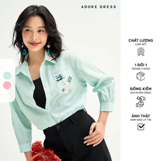 511SH1017 - Sơ mi sọc xanh thêu patches ADORE DRESS