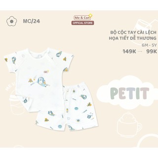 BST cộc tay cài lệch họa tiết dễ thương Me & Con+ cho bé trai, bé gái, quần áo trẻ em mềm mịn