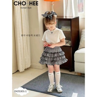 [B&G] Sét váy áo cotton kèm chân váy caro đen, đỏ cho bé gái từ 12-45kg(2-12 tuổi)