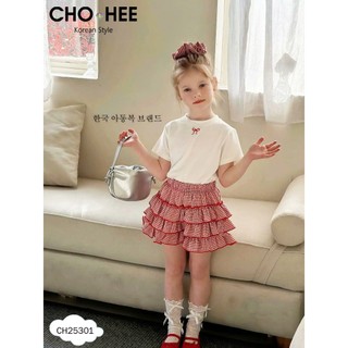 [B&G] Sét váy áo cotton kèm chân váy caro đen, đỏ cho bé gái từ 12-45kg(2-12 tuổi)
