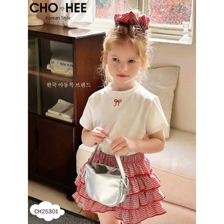 [B&G] Sét váy áo cotton kèm chân váy caro đen, đỏ cho bé gái từ 12-45kg(2-12 tuổi)