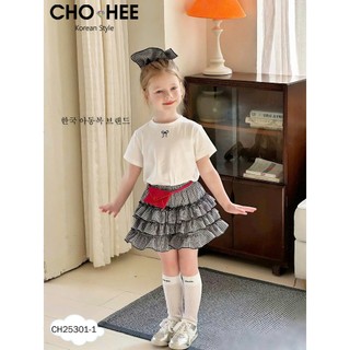 [B&G] Sét váy áo cotton kèm chân váy caro đen, đỏ cho bé gái từ 12-45kg(2-12 tuổi)