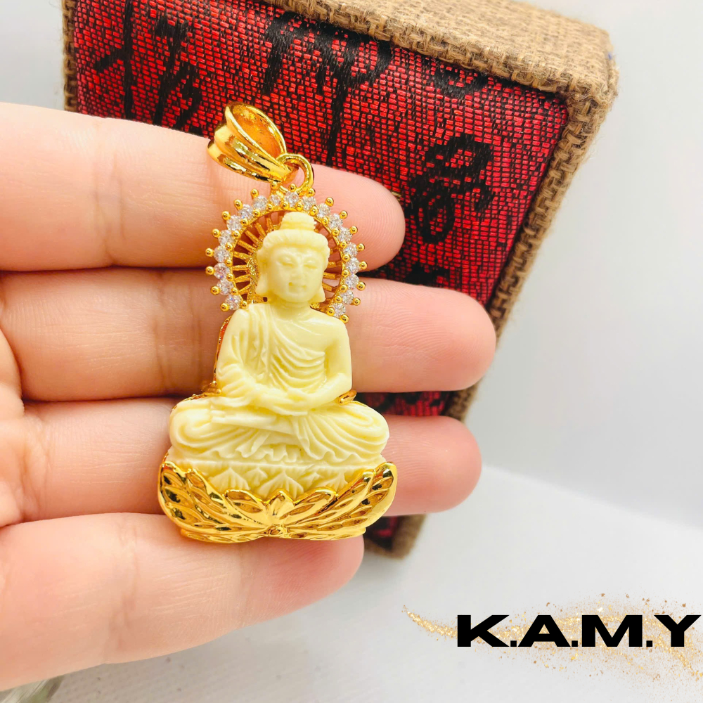 Mặt dây chuyền Phật ngồi đài sen mạ vàng sang trọng – phụ kiện phong cách thiền định K.A.M.Y