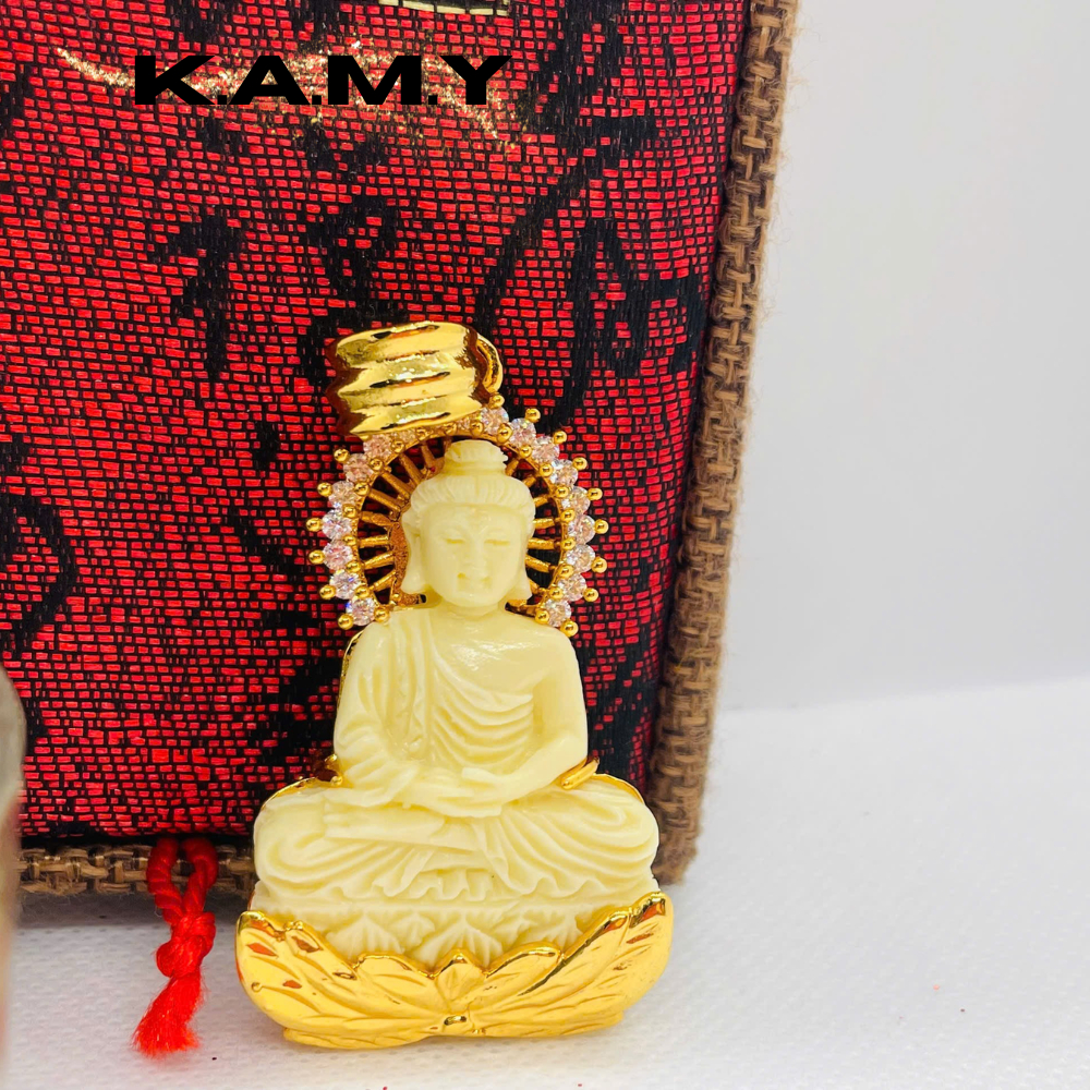 Mặt dây chuyền Phật ngồi đài sen mạ vàng sang trọng – phụ kiện phong cách thiền định K.A.M.Y