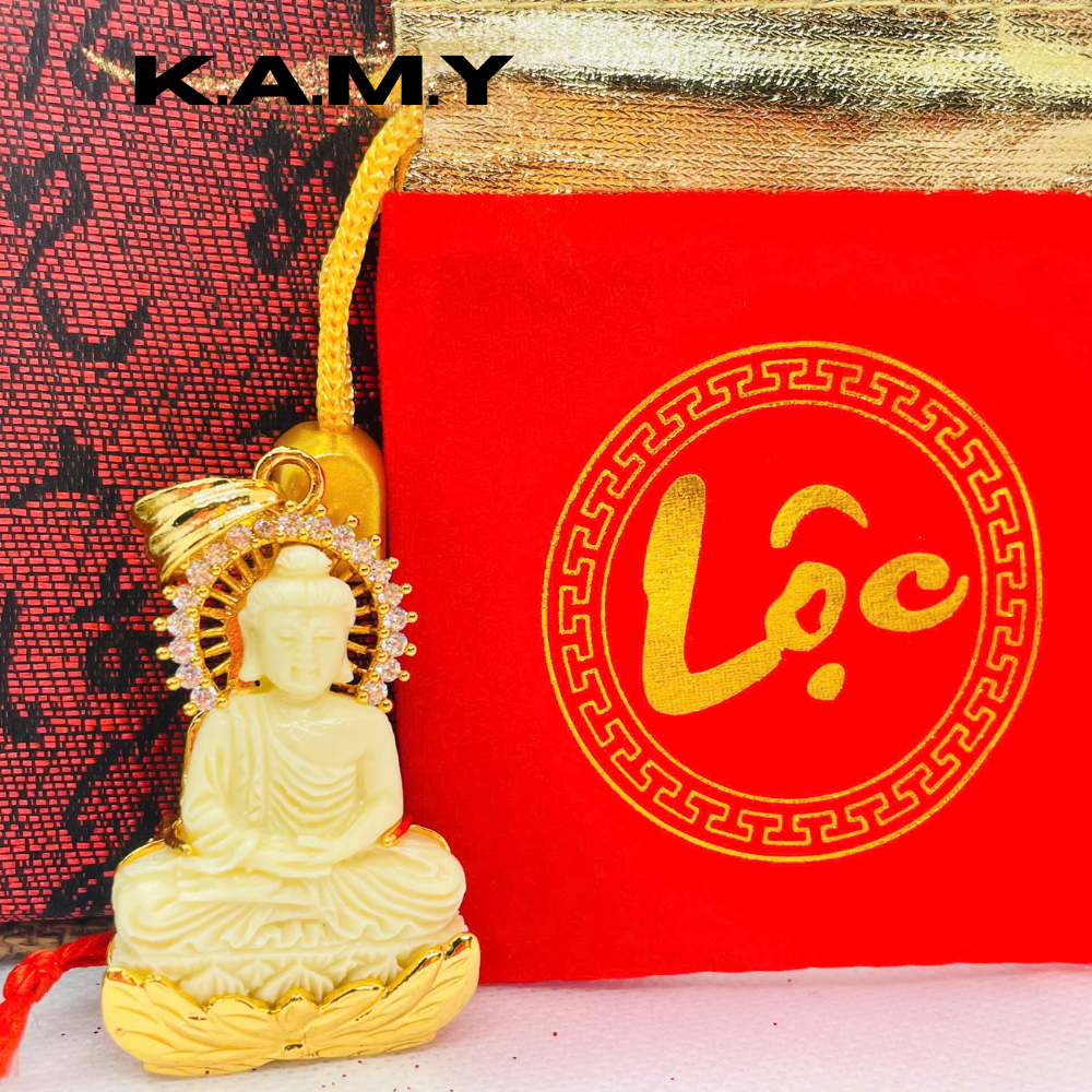Mặt dây chuyền Phật ngồi đài sen mạ vàng sang trọng – phụ kiện phong cách thiền định K.A.M.Y