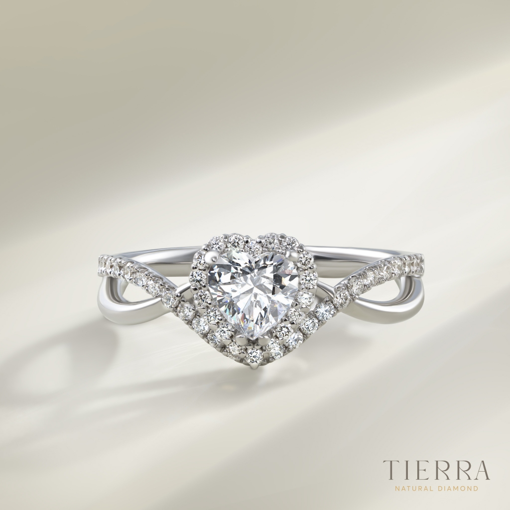[CHAT TRƯỚC KHI ĐẶT] Nhẫn Cầu Hôn Tierra Heart Of Princess NCH8403 Vàng 14K 18K Tấm CZ, Viên Chủ Hình Trái Tim Lãng
