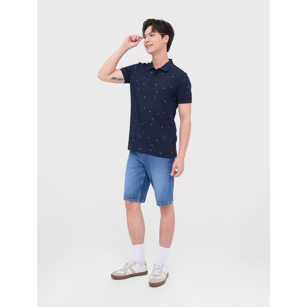Áo polo nam CANIFA dáng basic in hoạ tiết 8TP25S004