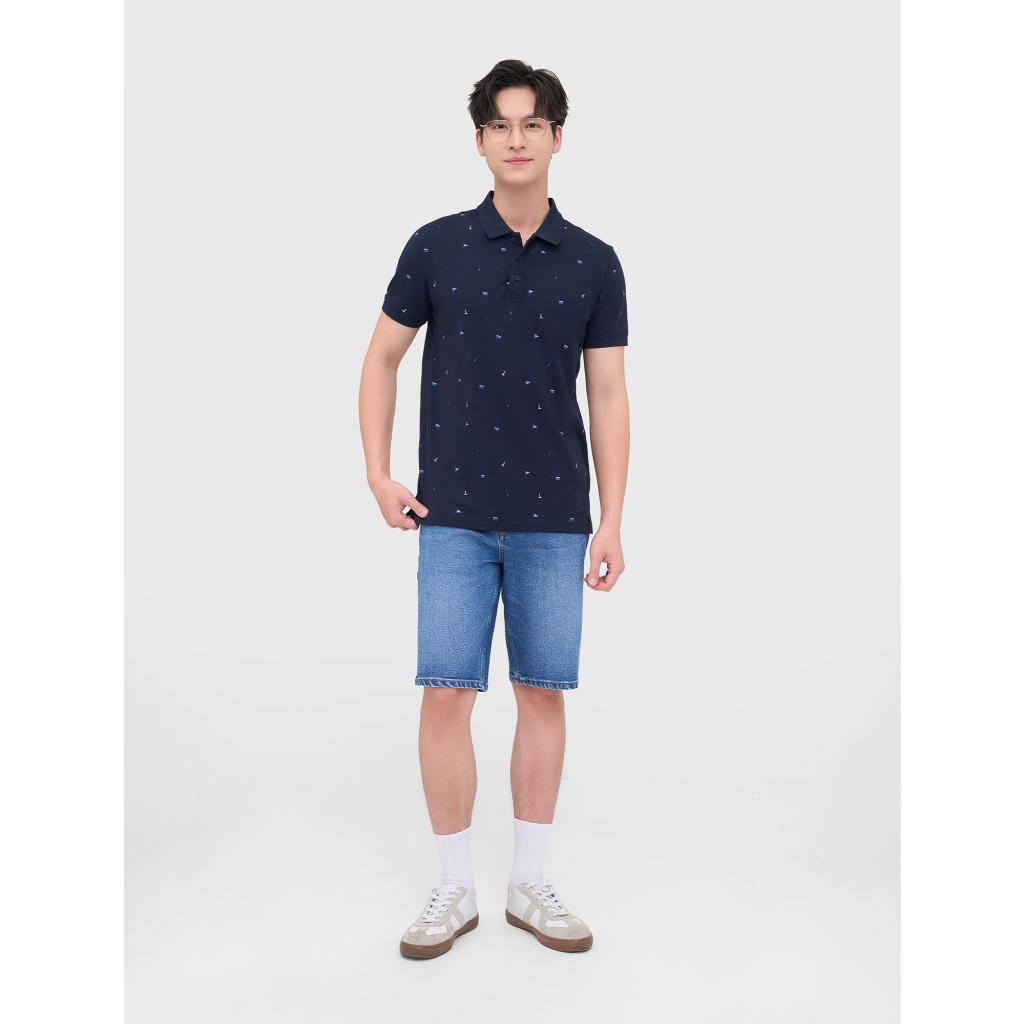 Áo polo nam CANIFA dáng basic in hoạ tiết 8TP25S004