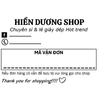 50 Phiếu ship hàng có tên shop sẵn keo kích thước 10x10cm in bằng mực đậm không phai