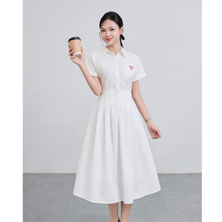 Đầm nữ dáng xòe cổ đức chun eo, thêu nơ nữ tính VIEN TRAN V63L25H014