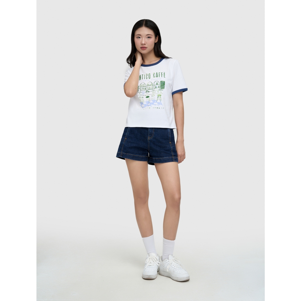 Áo phông nữ babytee CANIFA cổ tròn cộc tay có hình in 6TS25S003