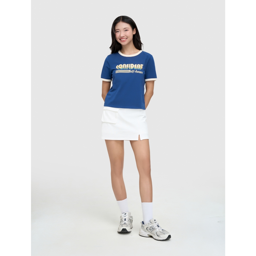 Áo phông nữ babytee CANIFA cổ tròn cộc tay có hình in 6TS25S003