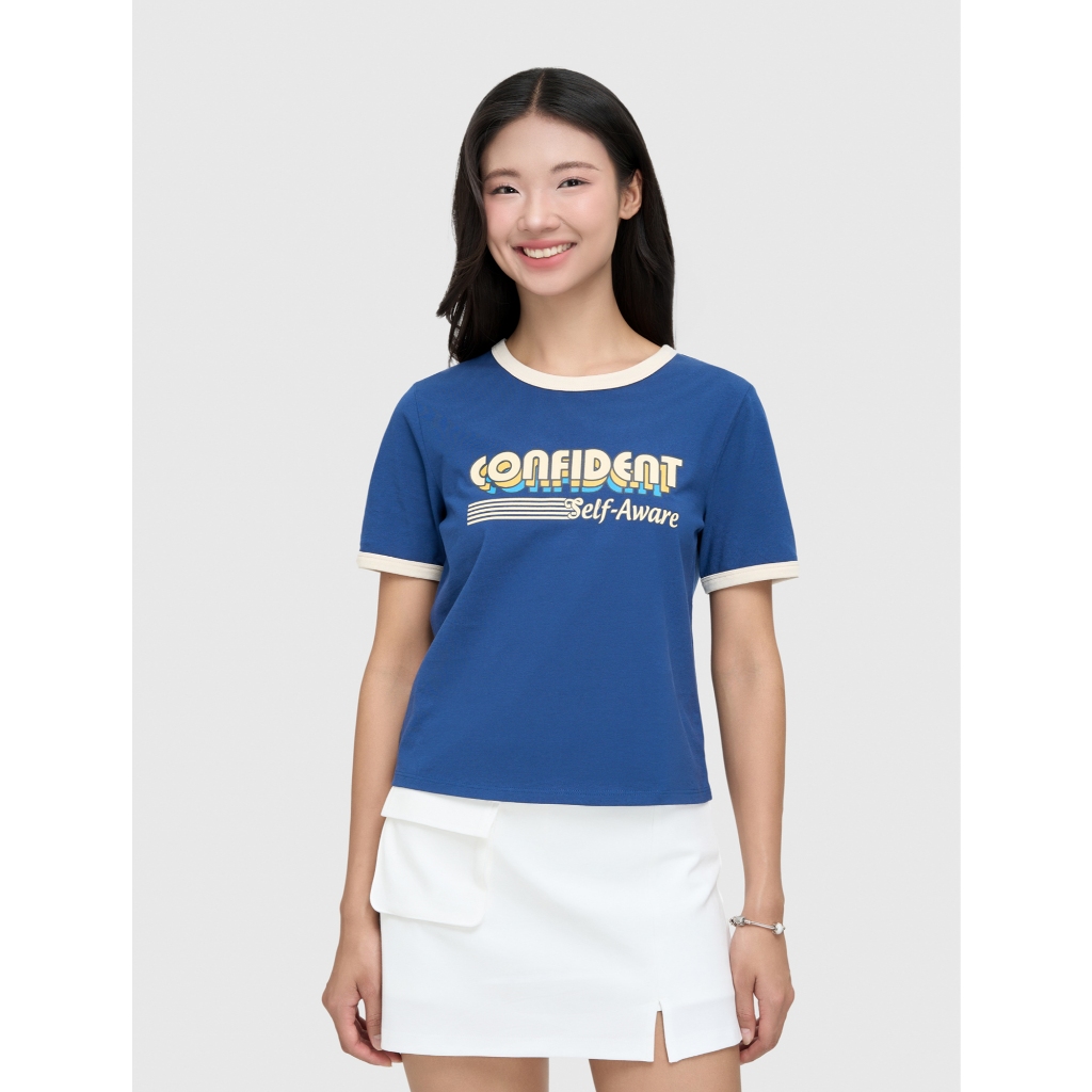 Áo phông nữ babytee CANIFA cổ tròn cộc tay có hình in 6TS25S003