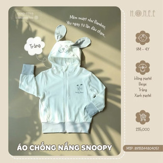 HRNEE - Áo chống nắng có mũ chất liệu petit in hoạ tiết snoopy,cappypada dành cho bé trai, bé gái từ 6 tháng đến 4 tuổi