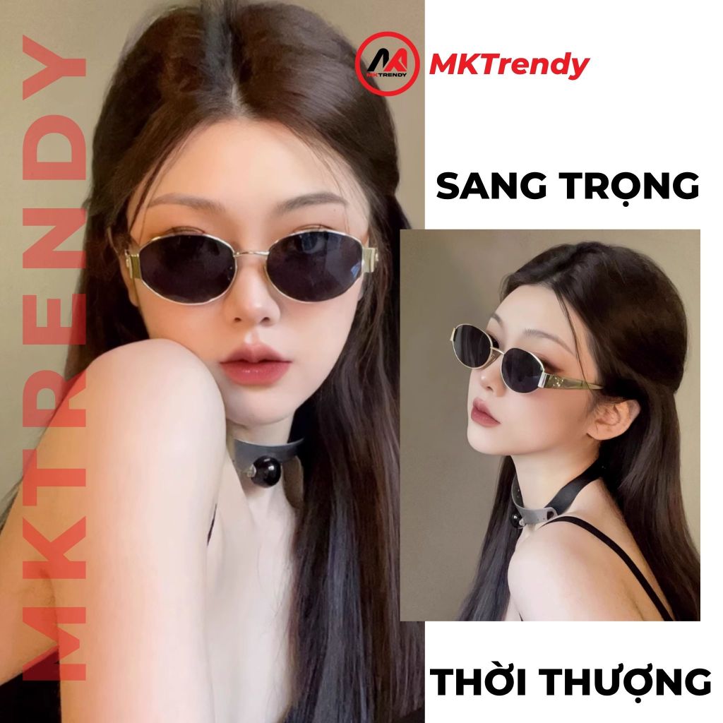 Kính mát thời trang nam nữ MKTRENDY kính râm đi đường gọng kim loại chống bụi chống tia UV phong cách ngầu T9