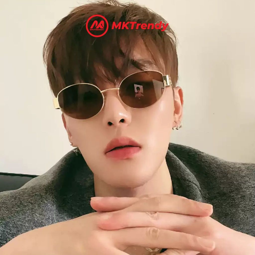 Kính mát thời trang nam nữ MKTRENDY kính râm đi đường gọng kim loại chống bụi chống tia UV phong cách ngầu T9