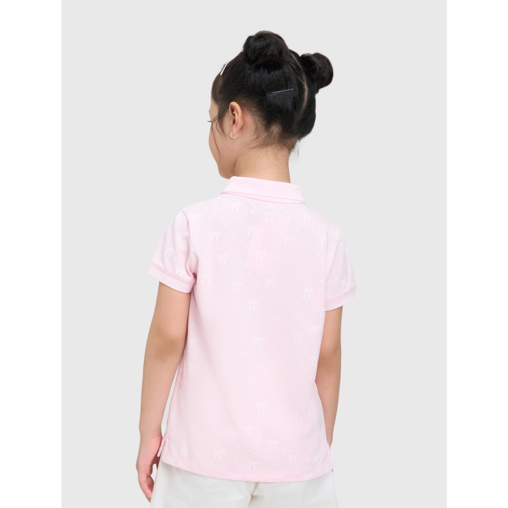 Áo polo bé gái CANIFA cổ bẻ cộc tay in hoạ tiết 1TP25S001