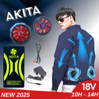 Áo điều hòa Akita Nhật Bản, quạt áo điều hòa công suất 18V, hoạt động liên tục 12-14h mát cực nhanh