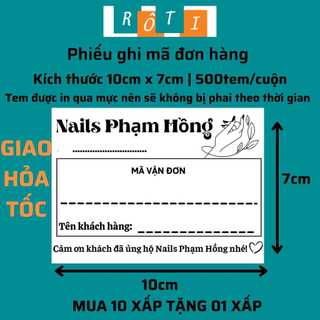 Combo 500 Tem ghi mã vận đơn, phiếu gửi hàng có tên shop sẵn keo dán kích thước 10x7cm