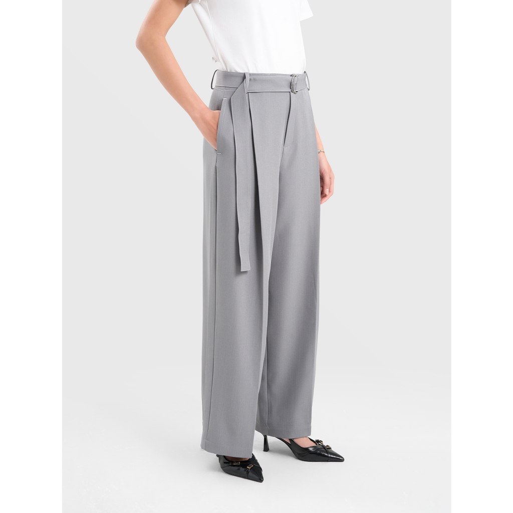 Quần dài nữ CANIFA công sở ống rộng kèm dây đai 6BP25S002
