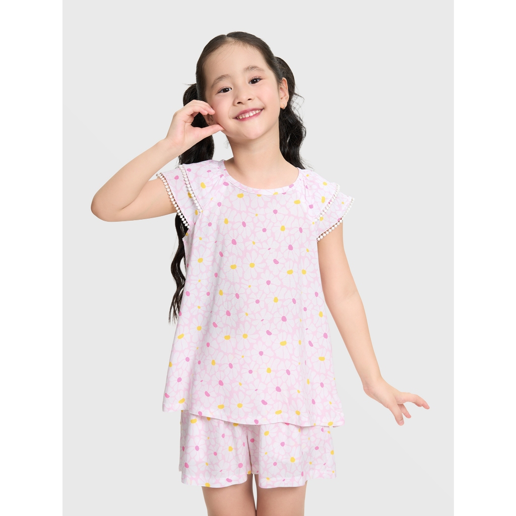 Bộ quần áo bé gái CANIFA chất liệu viscose hoạ tiết 1LS25S006