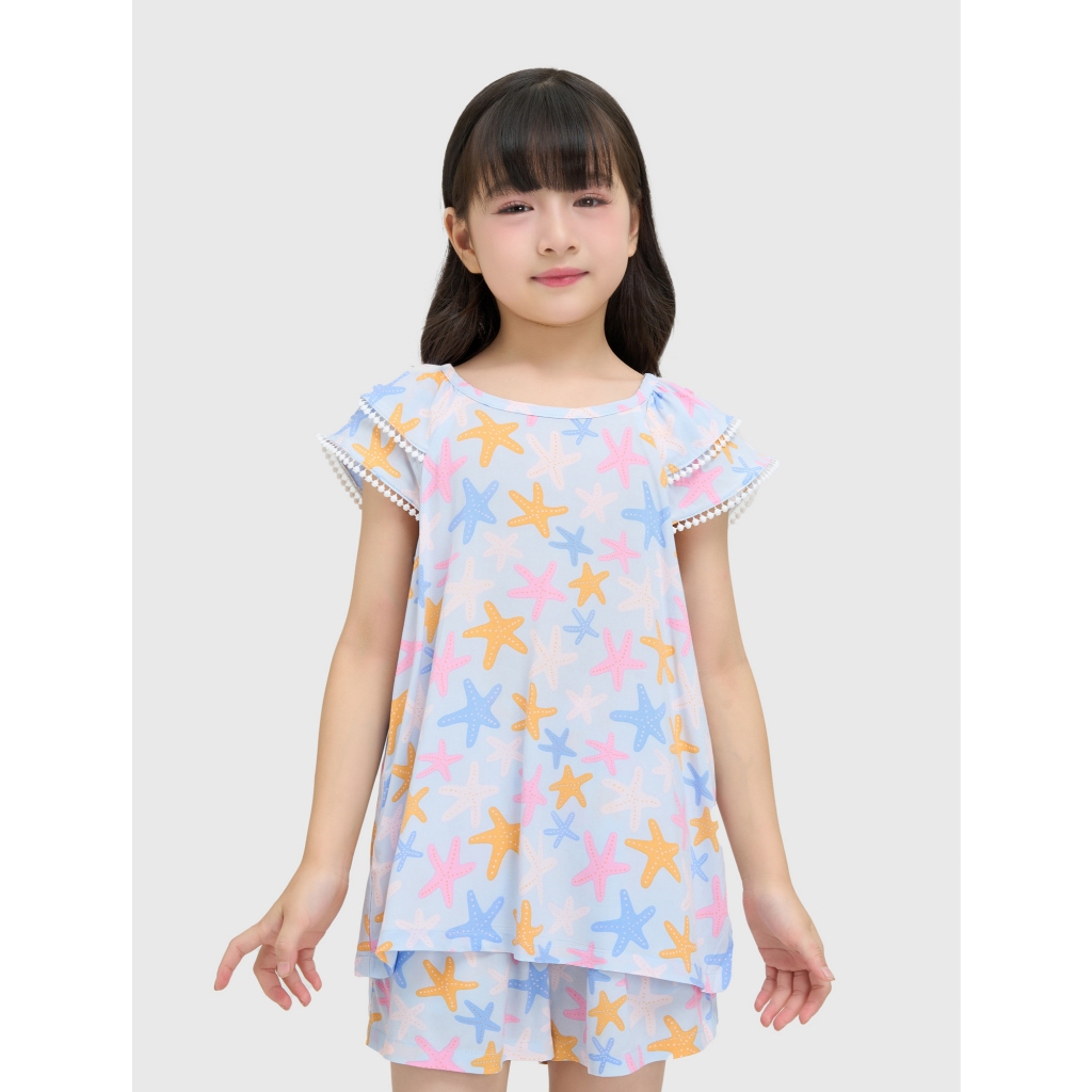 Bộ quần áo bé gái CANIFA chất liệu viscose hoạ tiết 1LS25S006